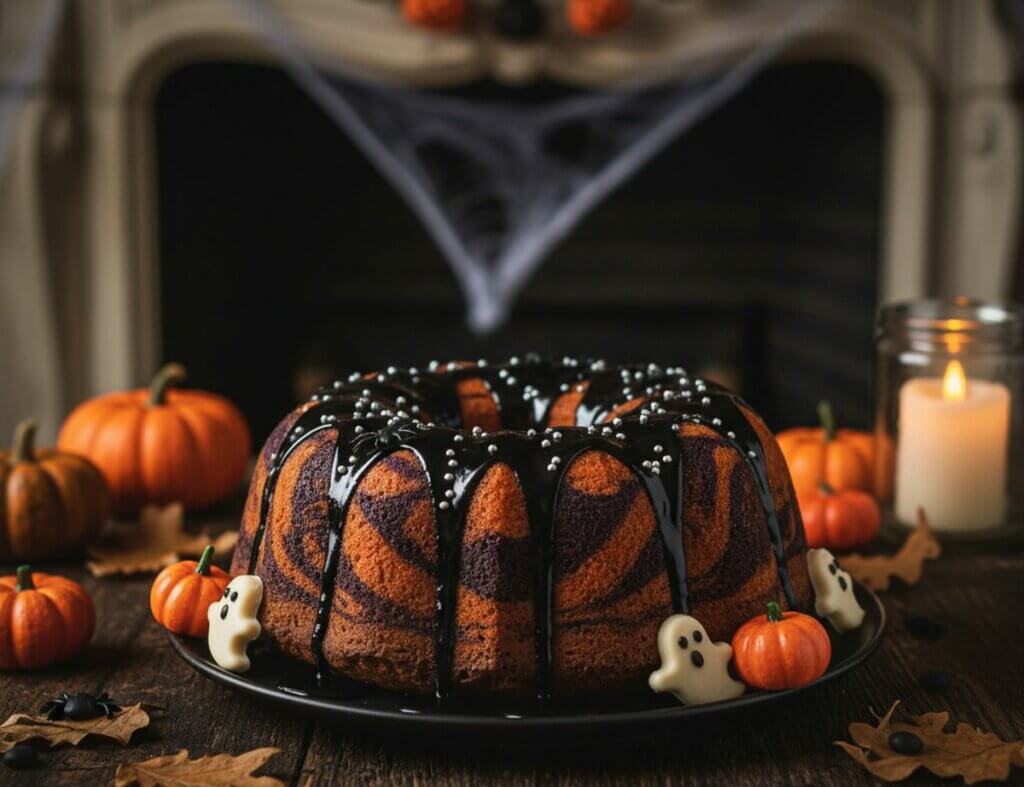 recette gâteau marbré halloween