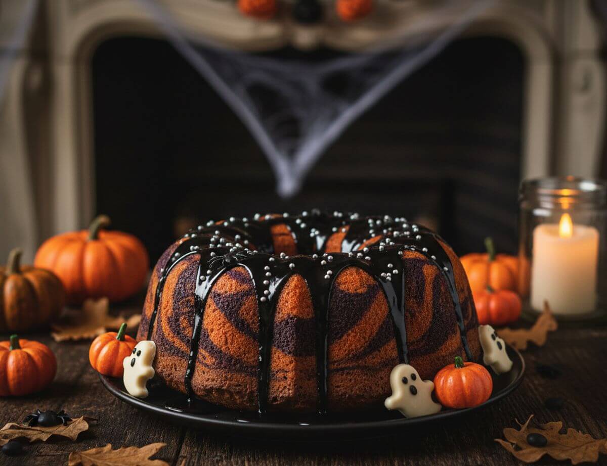 recette gâteau marbré halloween